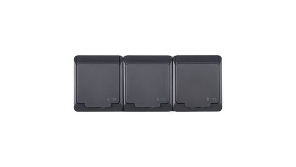 Hermes Gniazdo hermetyczne potrójne z/u 16A IP44 antracyt GNT 0323-07