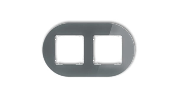 ICON Ramka uniwersalna podwójna okrągła - efekt szkła (ramka: grafitowa spód: biały) 28-0-IRSO-2