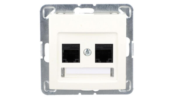 IMPRESJA Gniazdo komputerowe podwójne RJ45 kat.5e MMC ecrue GPK-2Y/K/m/27