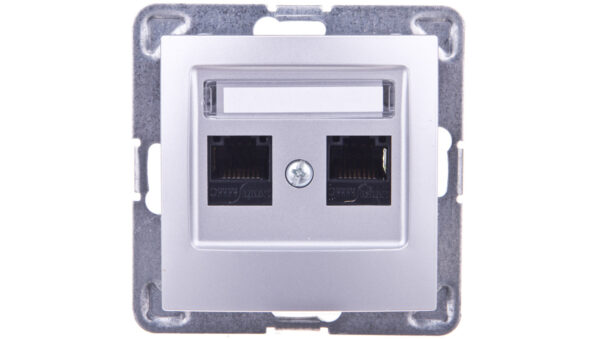 IMPRESJA Gniazdo komputerowe podwójne RJ45 kat.5e MMC srebrne GPK-2Y/K/m/18
