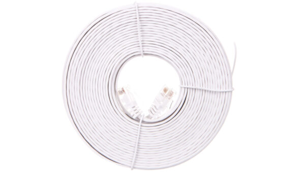 Kabel krosowy płaski patchcord U/UTP kat.5e biały 10m 93363