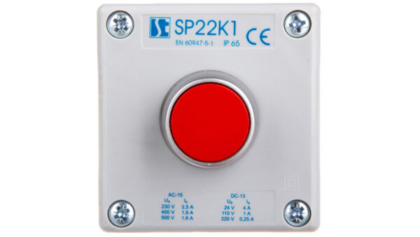 Kaseta sterownicza 1-otworowa czerwony 1R szara IP65 1x membrana M20 SP22K1�2-1