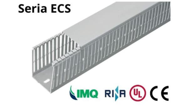 Korytko grzebieniowe samogasnące 25x25 szare z pokrywą UV ECS2525 /2m/ (opak. 100m)