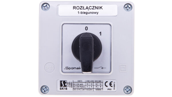 Łącznik krzywkowy 0-1 1P 16A w obudowie SK16-1.825OB11