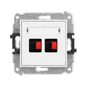 MINI Mechanizm gniazda głośnikowego podwójnego biały mat 25MGG-2