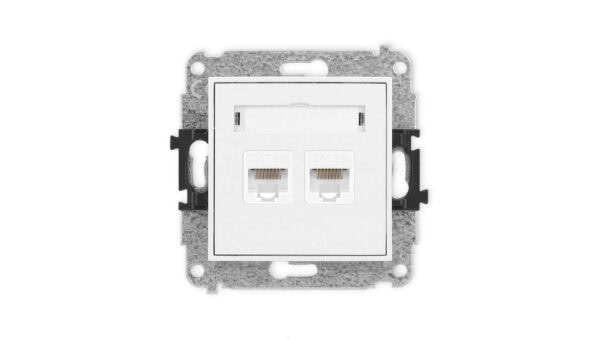 MINI Mechanizm gniazda komputerowego podwójnego 2xRJ45, kat. 5e, 8-stykowy biały mat 25MGK-2