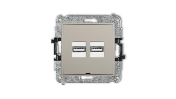 MINI Mechanizm ładowarki USB podwójnej 2xUSB A, 15,5W max., 5V, 3.1A, bez pola opisowego taupe 60MCUSBBO-6