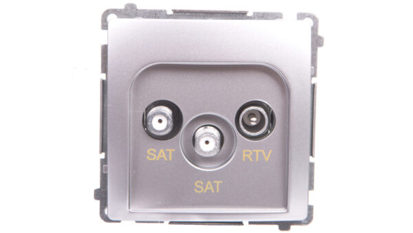 Simon Basic Gniazdo antenowe podwójne końcowe SAT-SAT-RTV srebrny mat BMZAR+SAT3.1-P2.01/43