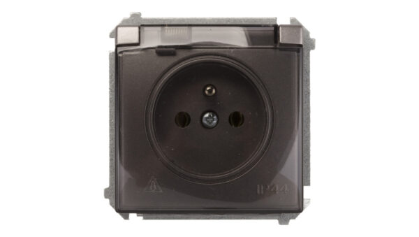 Simon Basic Gniazdo bryzgoszczelne z/u IP44 z klapką dymną stal inox BMGZ1B.01/21a