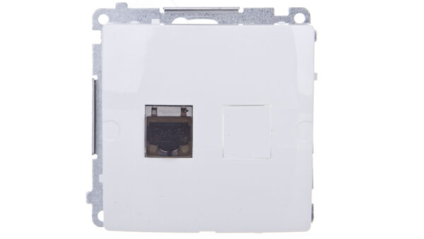 Simon Basic Gniazdo komputerowe pojedyncze RJ45 kat.6 ekranowane z przesłoną białe BM61E.01/11