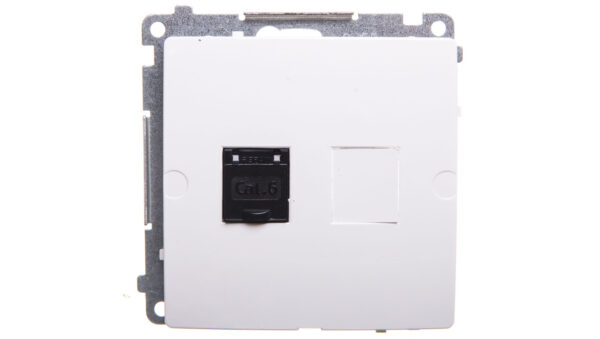 Simon Basic Gniazdo komputerowe pojedyncze RJ45 kat.6 z przesłoną białe BM61.01/11