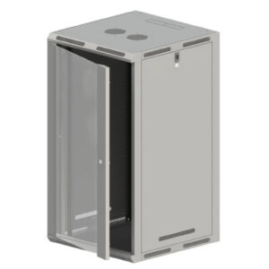 Szafa rack wisząca/stojąca 19 cali 21U 600x600, niedzielona, drzwi szklane, kolor szary FLAT PACK