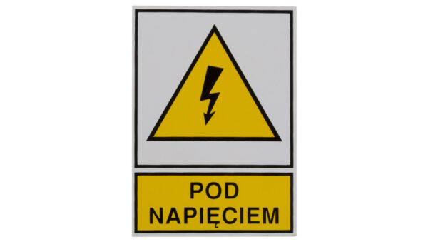 Tabliczka /znak ostrzegawczy/ TZO 52X74S /POD NAPIĘCIEM/ E04TZ-01011110800 /10szt./