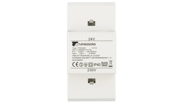 Transformator 1-fazowy modułowy bezpieczeństwa PSS 20 230/ 24V 0,85A, na szynę DIN, IP40, Ta 40, 16024-0178