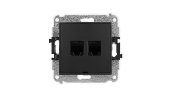 MINI Gniazdo komputerowe podwójnego RJ45 kat. 6 bez pola opisowego czarny mat12MGKBO-4