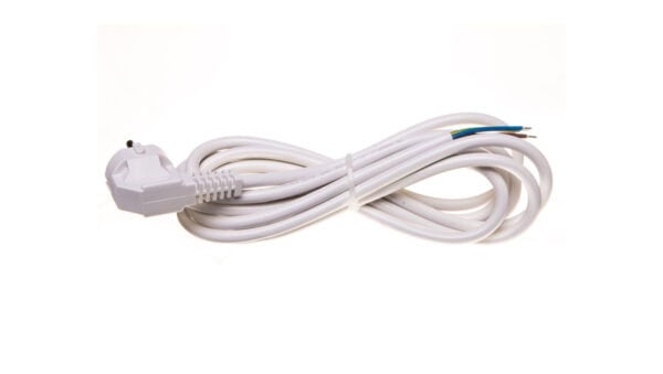 Przewód przyłączeniowy W-3 3x1,5 mm2 biały z wtyczką kątową 3m 51.935