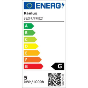 Żarówka LED GU10 Kanlux SMART S ściemnialna 4,7W RGBCCT 400lm 2700-6500K ciepła/neutralna/zimna,RGB 33643