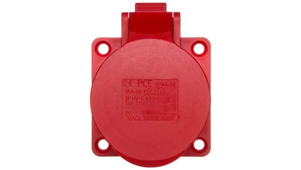 Gniazdo tablicowe 16A 5P 400V /70x70/ czerwone IP44 315-6