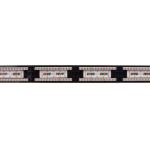 Patch panel kompletny 19 cali 24x RJ45 U/UTP kat. 5e 1U czarny RAL 9005 DN-91524U-1
