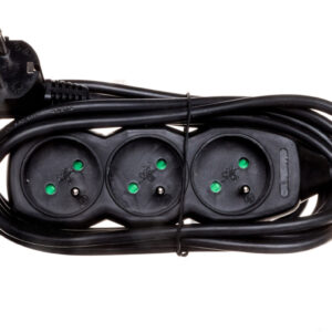Przedłużacz 3-gniazda z/u 3m /H05VV-F 3G1/ czarny PC0313