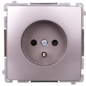 Simon Basic Gniazdo pojedyncze z/u z przesłonami stal inox BMGZ1Z.01/21
