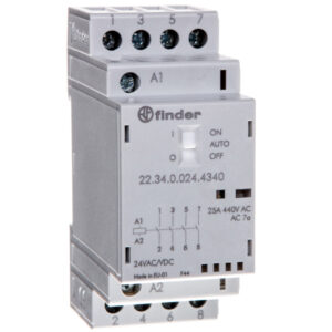 Stycznik modułowy 4Z 25A 24V AC/DC funkcja Auto-On-Off, wskaźnik zadziałania + LED, 35mm 22.34.0.024.4340