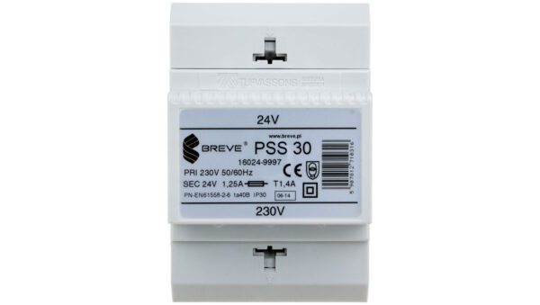 Transformator 1-fazowy modułowy bezpieczeństwa PSS 30 230/ 24V 1,25A, na szynę DIN, IP30, Ta 40, 16024-9997