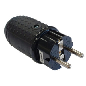 Wtyczka gumowa 2P+Z IP44 250V~ 16 A 3680W prosta czarna 24016