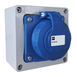 Gniazdo natynkowe 2P+Z 16/250 w obudowie IP65 105-105-66, dławik PG-13 w komplecie 6180-00