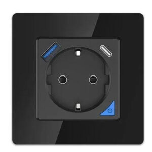 Inteligentne gnizodo SMART LIFE WALL SOCKET OUTLET 230V + SINGLE FRAME WIFI 1xUSB A 1xUSB C czarne EXTRALINK EX.35748