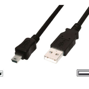 Kabel połączeniowy miniUSB 2.0 /Canon/ Typ USB A/miniUSB B(5pinów), M/M czarny 3m AK-300130-030-S