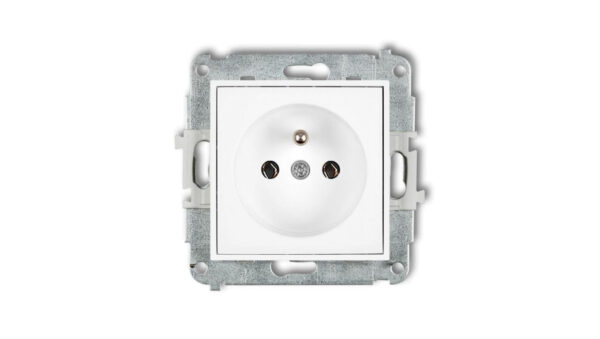 MINI Mechanizm gniazda pojedynczego z uziemieniem 2P+Z (bez przesłon torów prądowych) biały mat 25MGP-1z