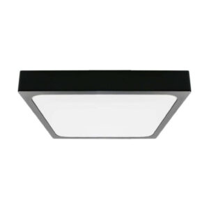 Plafoniera LED 24W 2400lm 4000K IP44 Kwadrat Mleczny Czarna Ramka z mikrofalowym czujnikiem ruchu 7673