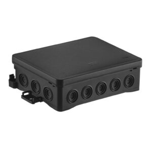 Puszka naścienna 90x40x135mm z dławnicą zintegrowaną samozatrzaskowa, bezhalogenowa, seria FASTBOXiHOOK czarna IP54 NS9 35404107