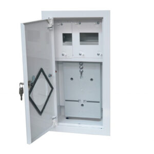 Rozdzielnia podtynkowa metalowa 1 X TL 1F na licznik elektroniczny + 6 zabezpieczeń zamek okienko RAL 9003A-RW6E
