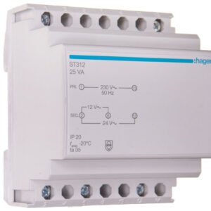 Transformator bezpieczeństwa modułowy 230/12-24V AC 1,04-2,08A 25VA IP20 ST312