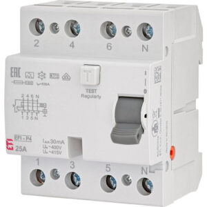 Wyłącznik różnicowoprądowy 4P 25A 0,03A typ A 6kA EFI6-P4 A 25/0.03 002061661