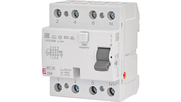 Wyłącznik różnicowoprądowy 4P 25A 0,03A typ A 6kA EFI6-P4 A 25/0.03 002061661